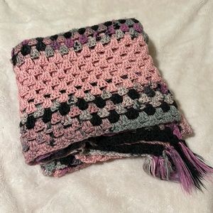 Pink knitted granny blanket handmade